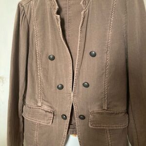 Free People Brown Blazer with Military-Inspired Design